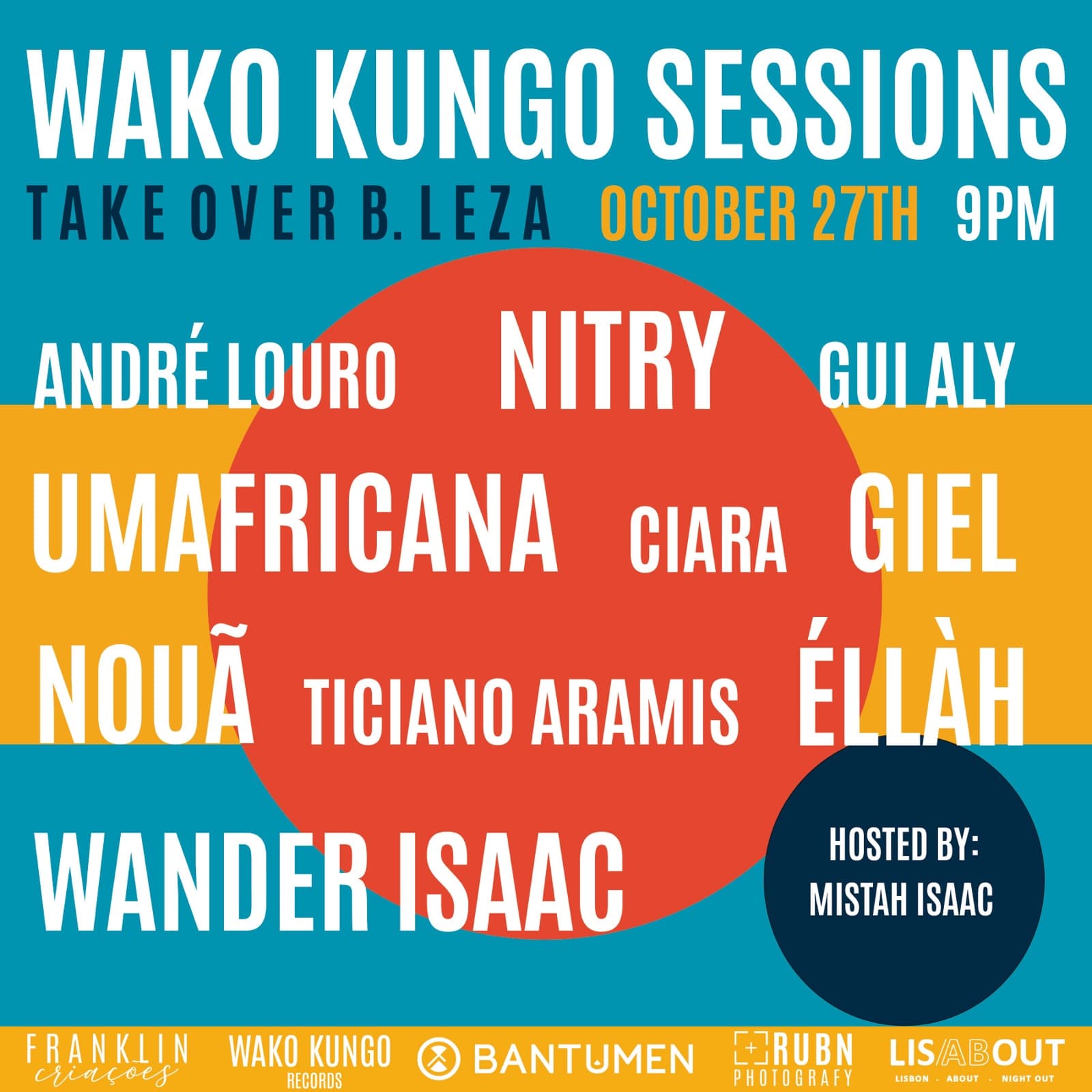 Take Over B.Leza square flyer with the full lineup