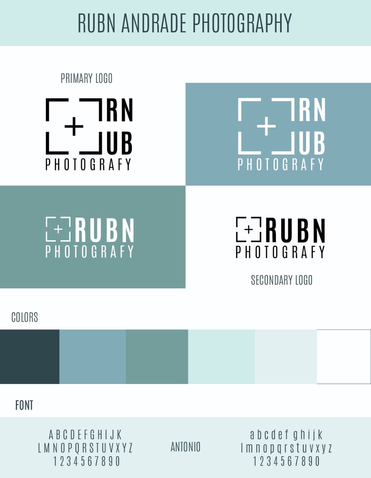 RUBN Andrade Photography brand sheet