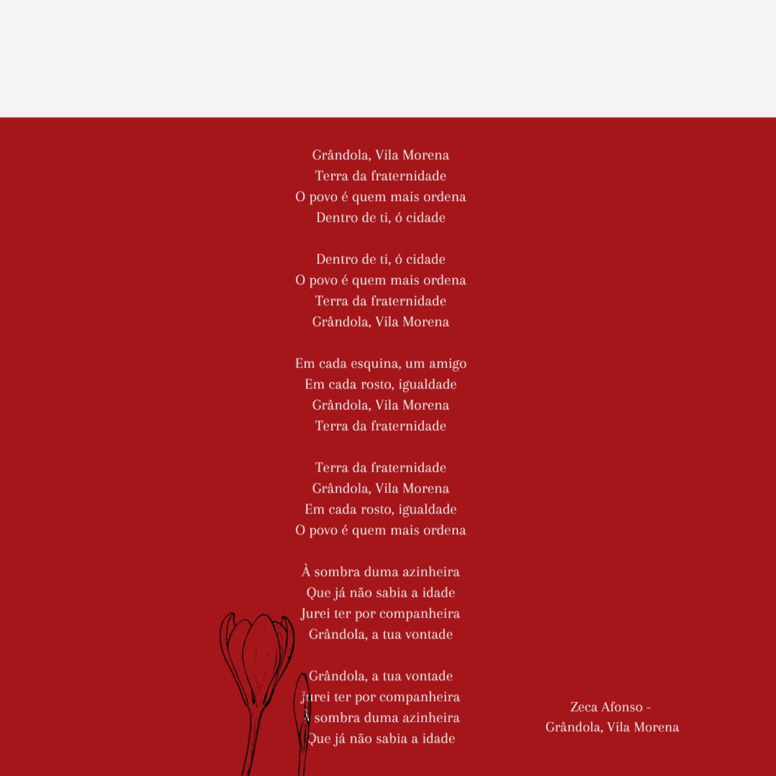Grândola, Vila Morena lyric slide